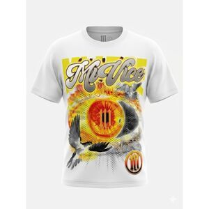 Mi Vice by Evil Vice Paradise Flight T-Shirt Large White Eagle Eye Graphic NWOT